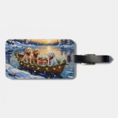 Poodle Kerstboot Vakantie Bagagelabel (Achterkant horizontaal)