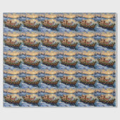 Poodle Kerstboot Vakantie Cadeaupapier (Vlak)