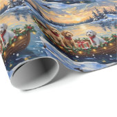 Poodle Kerstboot Vakantie Cadeaupapier (Rol Hoek)