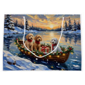 Poodle Kerstboot Vakantie Groot Cadeauzakje (Voorkant)