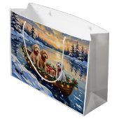 Poodle Kerstboot Vakantie Groot Cadeauzakje (Achterkant Gekanteld)