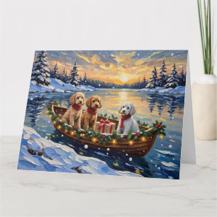 Poodle Kerstboot Vakantie Kaart