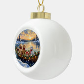 Poodle Kerstboot Vakantie Keramische Bal Ornament (Rechts)