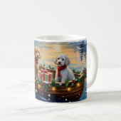 Poodle Kerstboot Vakantie Koffiemok (Voorkant rechts)