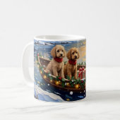 Poodle Kerstboot Vakantie Koffiemok (Voorkant links)