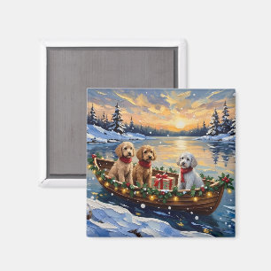 Poodle Kerstboot Vakantie Magneet