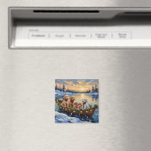 Poodle Kerstboot Vakantie Magneet (Insitu (Vaatwasser))