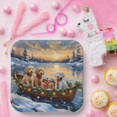 Poodle Kerstboot Vakantie Papieren Bordje (Feest)
