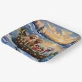 Poodle Kerstboot Vakantie Papieren Bordje (Gebogen)
