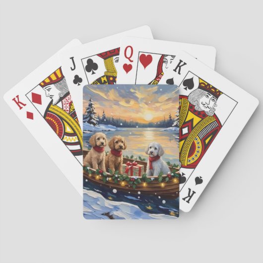 Poodle Kerstboot Vakantie Pokerkaarten (Achterkant)