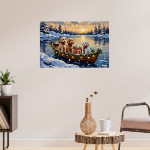 Poodle Kerstboot Vakantie Poster