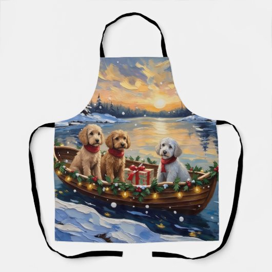 Poodle Kerstboot Vakantie Schort (Voorkant)