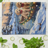 Poodle Kerstboot Vakantie Theedoek (Gevouwen)