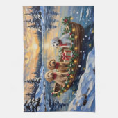Poodle Kerstboot Vakantie Theedoek (Verticaal)