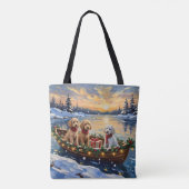 Poodle Kerstboot Vakantie Tote Bag (Achterkant)