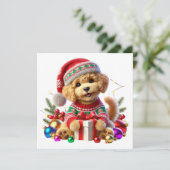 Poodle Kerstcadeau  Feestdagenkaart (Staand voorkant)