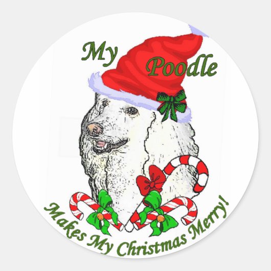 Poodle-kerstcadeautjes Ronde Sticker (Voorkant)
