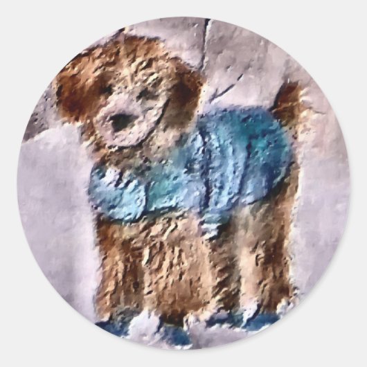 Poodle-kerstcadeautjes Ronde Sticker (Voorkant)