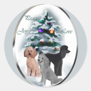 Poodle-kerstcadeautjes Ronde Sticker