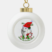 Poodle-kerstfeest Keramische Bal Ornament (Voorkant)