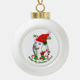 Poodle-kerstfeest Keramische Bal Ornament