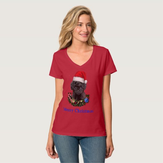 Poodle-kerstfeest T-shirt (Voorkant volledig)