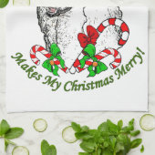 Poodle-kerstfeest Theedoek (Gevouwen)