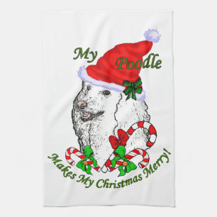 Poodle-kerstfeest Theedoek