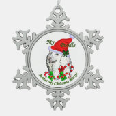 Poodle-kerstfeest Tin Sneeuwvlok Ornament (Voorkant)