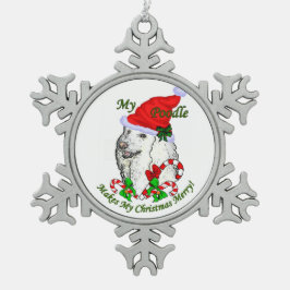 Poodle-kerstfeest Tin Sneeuwvlok Ornament