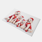 Poodle Kerstjurk Sinterklaashoed Deurmat (Schuin)