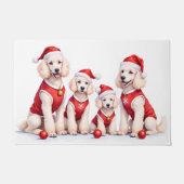 Poodle Kerstjurk Sinterklaashoed Deurmat (Voorkant)