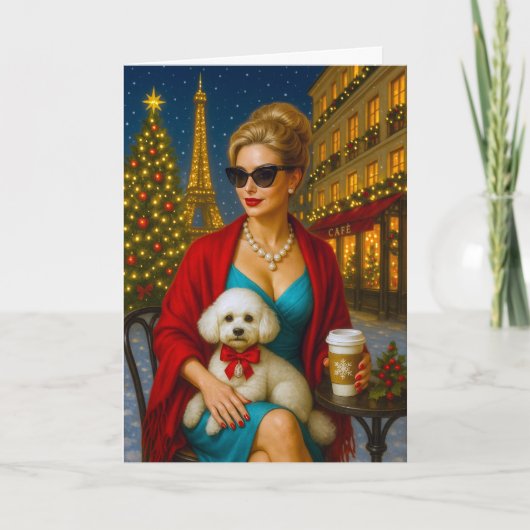 Poodle Kerstkaart Feestdagen Kaart (Voorkant)