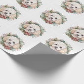 Poodle Kerstkrans Feestelijke Pup Cadeaupapier (Hoek)