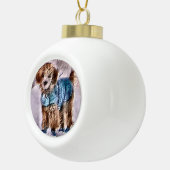 Poodle-kerstkunst Keramische Bal Ornament (Rechts)
