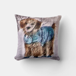 Poodle-kerstkunst Kussen