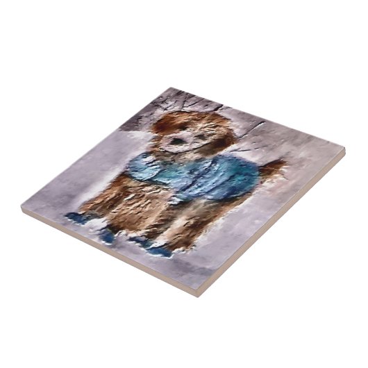 Poodle-kerstkunst Tegeltje (Zijkant)