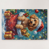 Poodle Kerstman Zak Avontuur Legpuzzel (Horizontaal)