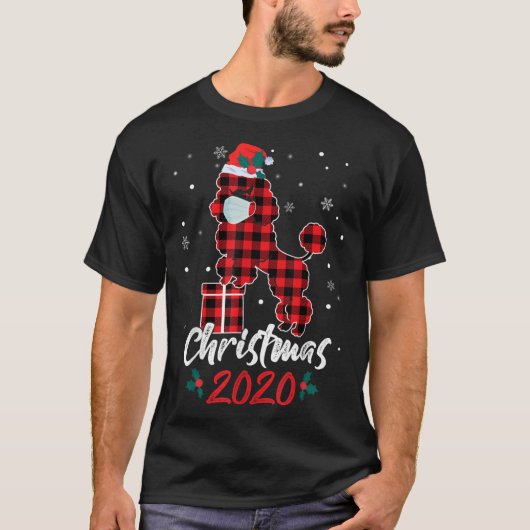 Poodle Kerstmis 2020 Red Pset Poodle T-shirt (Voorkant)