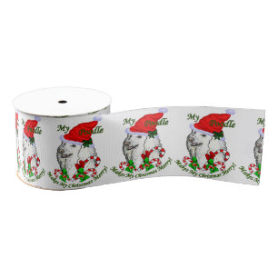 Poodle Kerstmis Grosgrain Lint