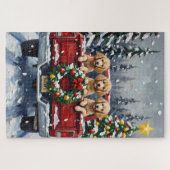 Poodle Kerstmis Rode Truck Vakantie Legpuzzel (Horizontaal)