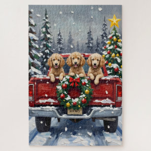 Poodle Kerstmis Rode Truck Vakantie Legpuzzel