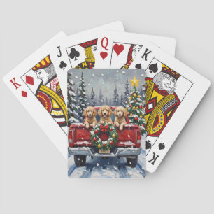 Poodle Kerstmis Rode Truck Vakantie Pokerkaarten