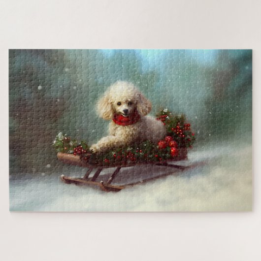 Poodle Kerstmis sneeuw winter Legpuzzel (Horizontaal)