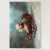 Poodle Kerstmis sneeuw winter Legpuzzel (Verticaal)