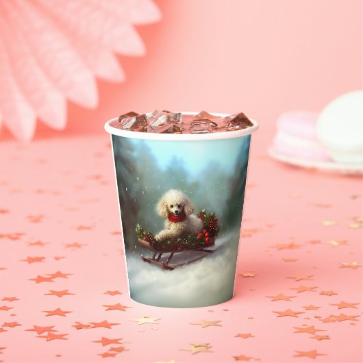 Poodle Kerstmis sneeuw winter Papieren Bekers (Insitu)