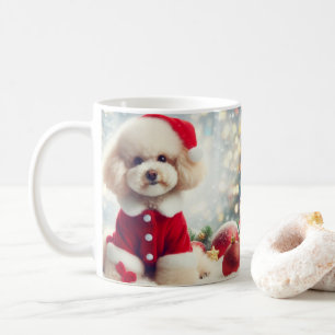 Poodle Kerstmok – Cute Hond met Santa Hoed Koffiemok