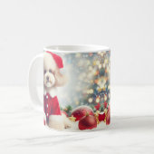 Poodle Kerstmok – Cute Hond met Santa Hoed  Koffiemok (Voorkant links)