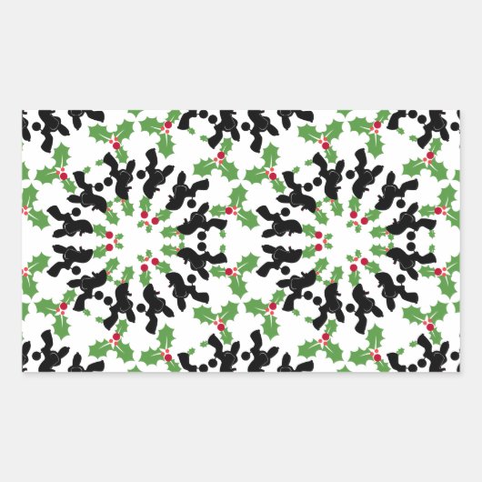 Poodle-kerstpatroon Rechthoekige Sticker (Voorkant)