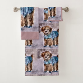 Poodle Kunst Kerstmis Bad Handdoek